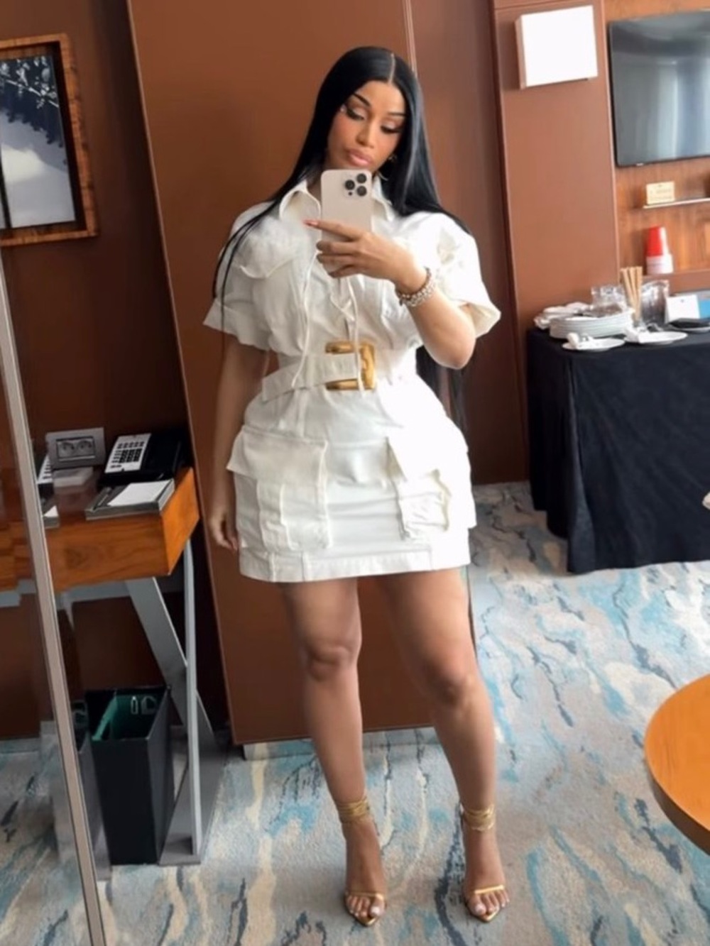 Balmain Short Lace-Up Canvas Dress